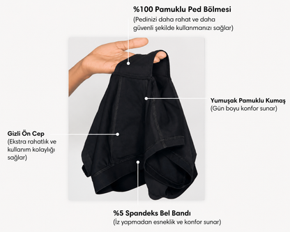 %100 Pamuk Ped ve Sıcak Torba Cepli Kadın Boxer